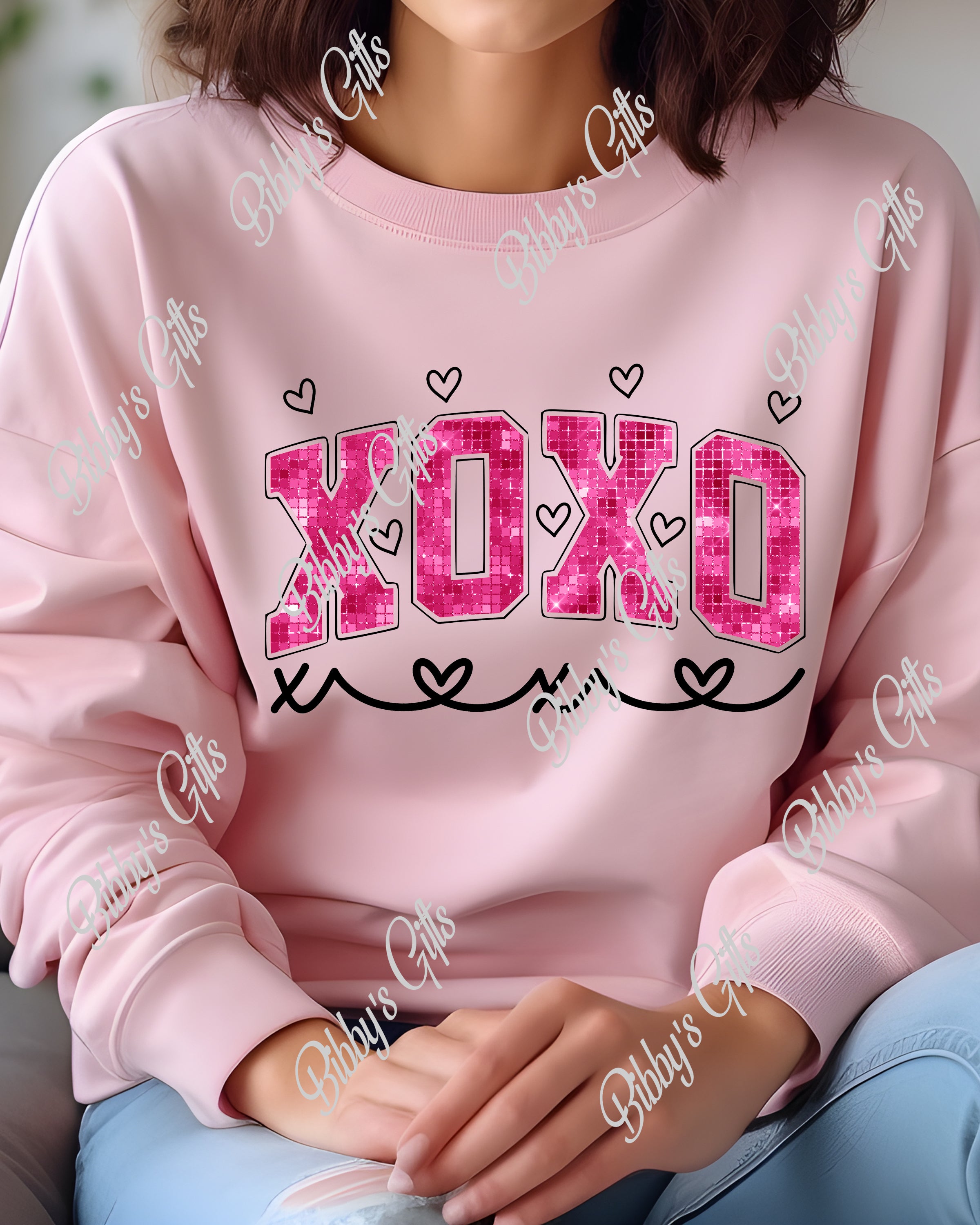 XOXO Hot Pink Bling-PNG Digital Download