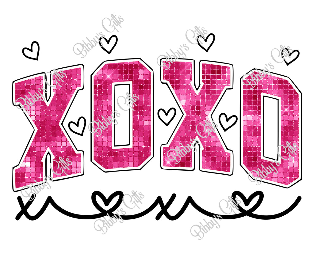 XOXO Hot Pink Bling-PNG Digital Download